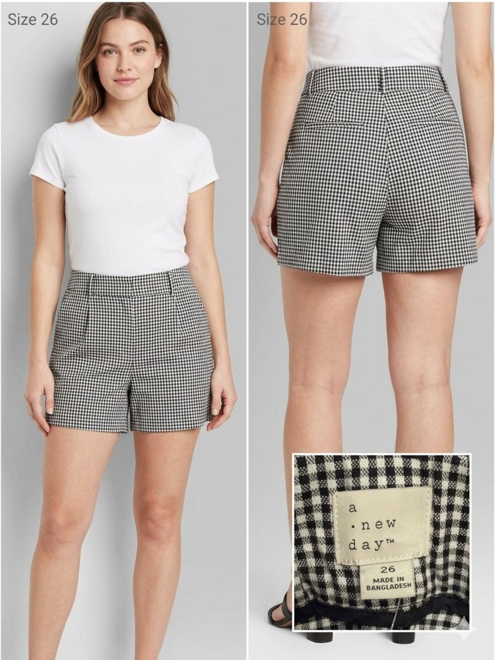 a new day Black & White Gingham Women’s Tailored Shorts